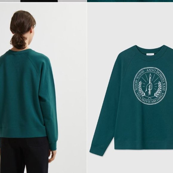 Wood Wood Sweatshirt - Organic Cotton - Emerald Green - Hope Insignia - NEW - Picture 3 of 7
